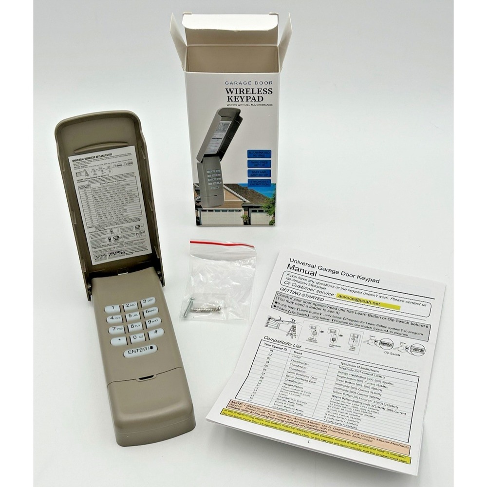 Universal Garage Door Wireless Keypad for Liftmaster Chamberlain Gray B1348